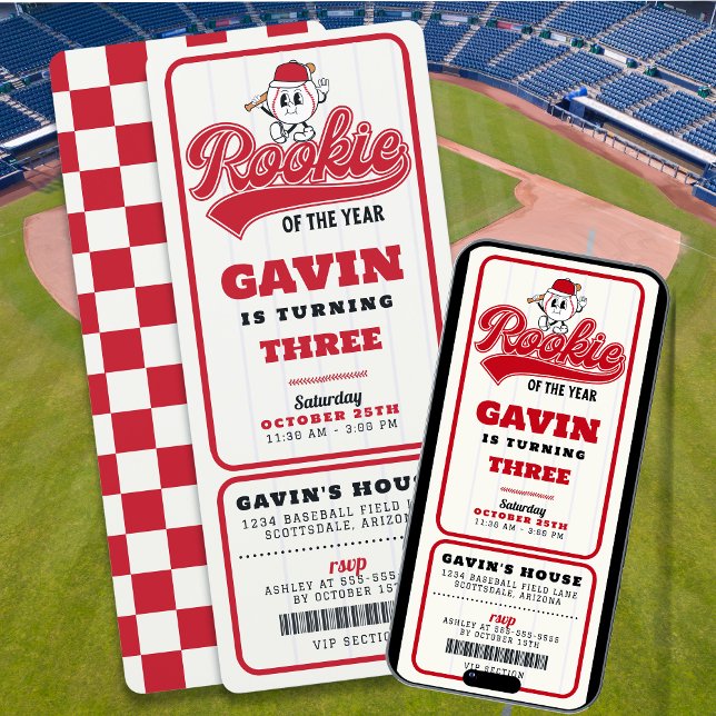 Rookie des Jahres Baseball Ticket Custom Geburtsta Einladung (Von Creator hochgeladen)
