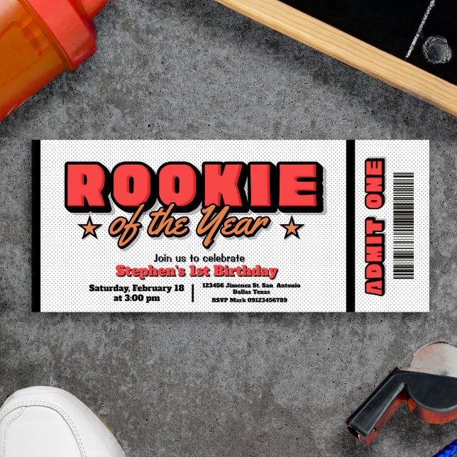Rookie des Jahres - Basketball-Ticket Einladung (Rookie of the Year - Basketball Ticket Invitation)