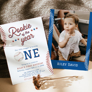 Rookie des Jahres Erster Geburtstag Baseball-Party Einladung