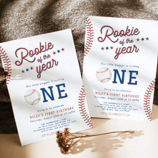 Rookie des Jahres Erster Geburtstag Baseball-Party Einladung