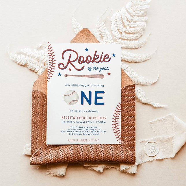 Rookie des Jahres Erster Geburtstag Baseball Party Einladung (Von Creator hochgeladen)
