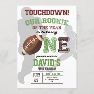 Rookie des Jahres Erster Geburtstag Boy Football Einladung