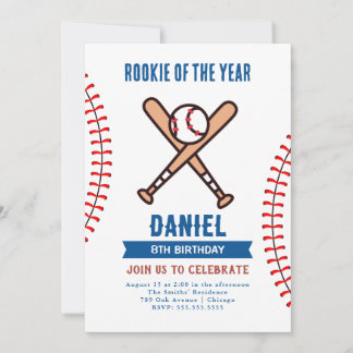 Rookie des Jahres Geburtstag Baseball-Party Einladung