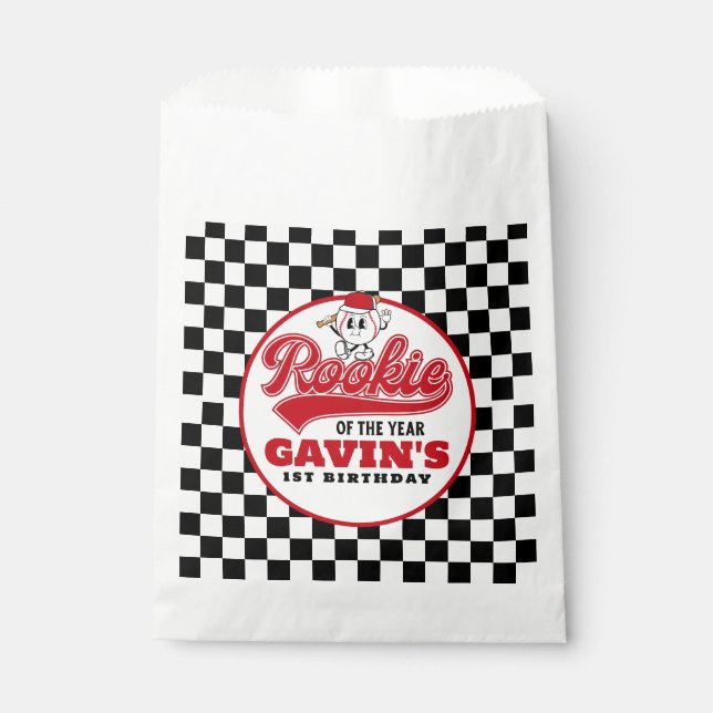 Rookie des Jahres Personalisiert Baseball Geburtst Geschenktütchen (Vorderseite)