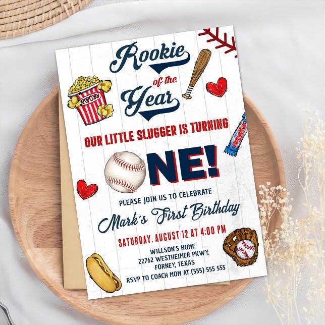 Rookie des Jahres Vintag Baseball 1. Geburtstag Einladung (Von Creator hochgeladen)