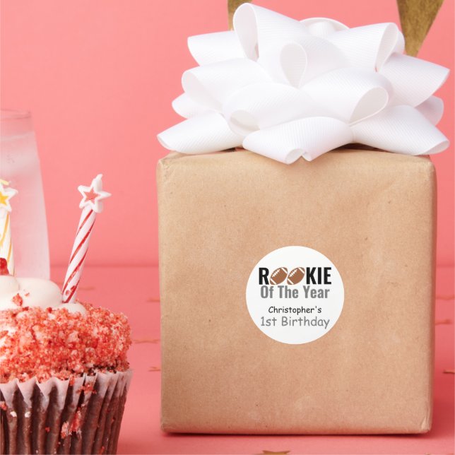 Rookie Football 1. Geburtstag Runder Aufkleber (Party)