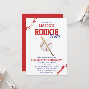 Rookie Jahr Baseball 1. Geburtstag Einladung
