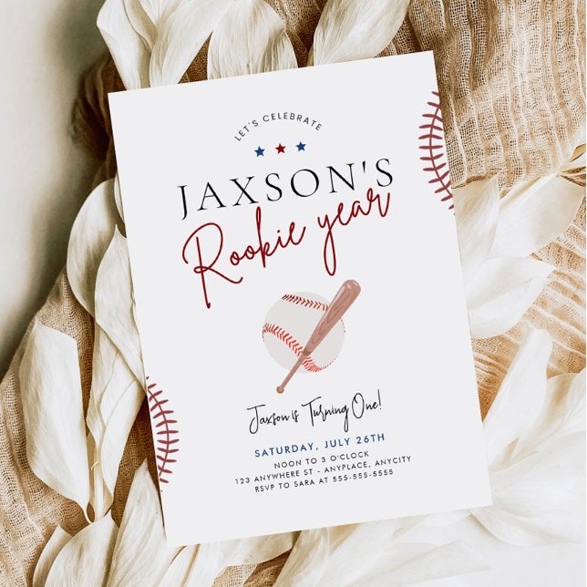 Rookie Jahr Erstgeburt Einladung Baseball (Von Creator hochgeladen)