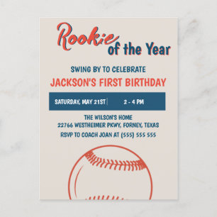 Rookie of the Year 1. Baseball-Geburtstagsfeier Postkarte