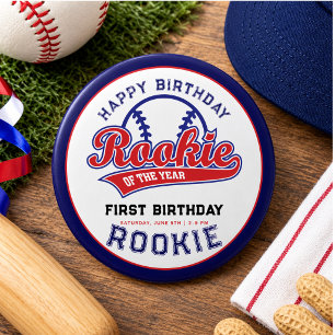 Rookie of the Year 1. Geburtstag Baseball Button