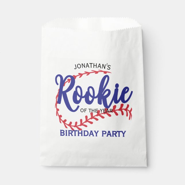 Rookie of the Year 1. Geburtstag Baseball Geschenktütchen (Vorderseite)