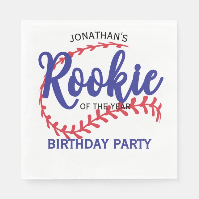 Rookie of the Year 1st Bday Baseball Serviette (Vorderseite)