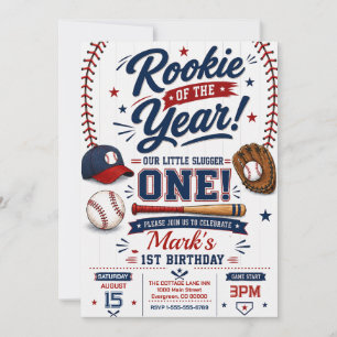 Rookie of the Year Baseball 1. Geburtstag Einladung