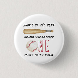 Rookie of the Year Baseball 1. Geburtstagsfeier Button