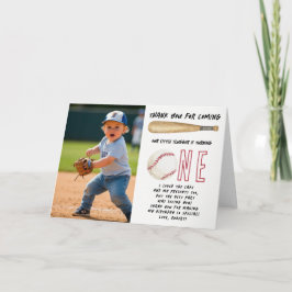 Rookie of the Year Baseball 1. Geburtstagsfeier Dankeskarte
