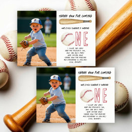 Rookie of the Year Baseball 1. Geburtstagsfeier Dankeskarte