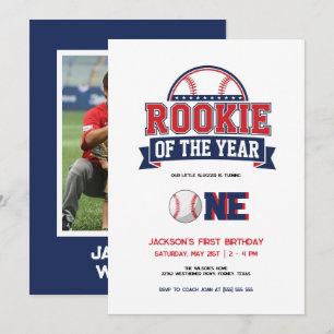 Rookie of the Year Baseball 1. Geburtstagsfeier Einladung