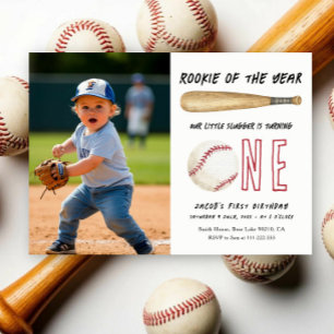 Rookie of the Year Baseball 1. Geburtstagsfeier Einladung
