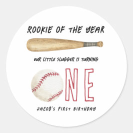 Rookie of the Year Baseball 1. Geburtstagsfeier Runder Aufkleber