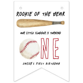 Rookie of the Year Baseball 1. Geburtstagsfeier Wimpelkette