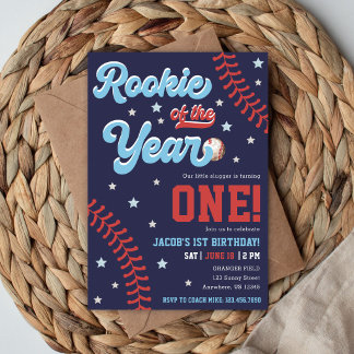 Rookie of the Year Baseball 1. Geburtstagsfoto Einladung