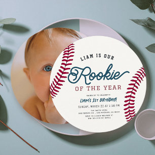 Rookie of the Year Baseball 1. Geburtstagsfoto Einladung