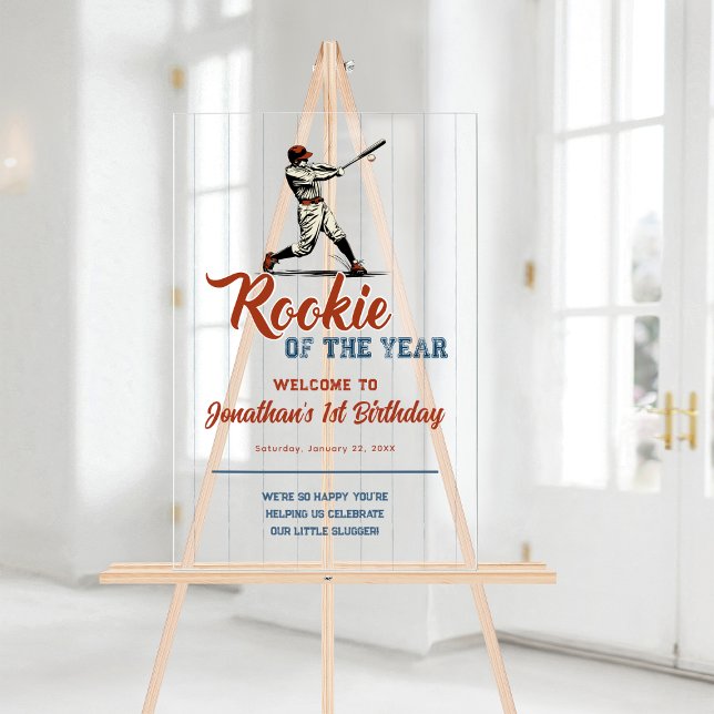 Rookie of the Year Baseball 1st Birthday Welcome Acrylschild (Rookie-of-the-Year-Baseball-1st-Birthday-Welcome-Acrylic-Sign)