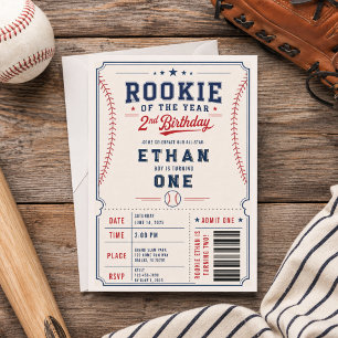 Rookie of the Year Baseball 2. Geburtstagsticket Einladung