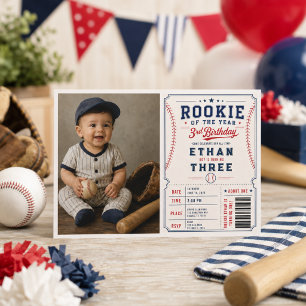 Rookie of the Year Baseball 3. Geburtstagsfeier Einladung