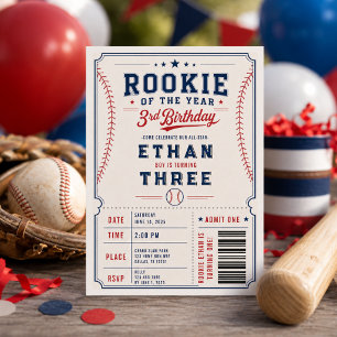 Rookie of the Year Baseball 3. Geburtstagsfeier Einladung