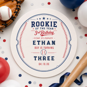 Rookie of the Year Baseball 3. Geburtstagsfeier Runder Aufkleber