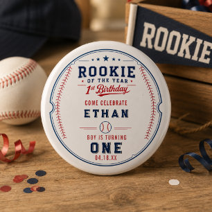 Rookie of the Year Baseball-Ticket 1. Geburtstag Button