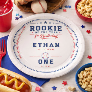 Rookie of the Year Baseball-Ticket 1. Geburtstag Pappteller