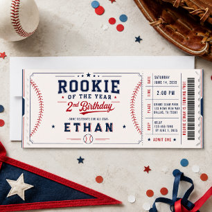 Rookie of the Year Baseball-Ticket 2. Geburtstag Einladung