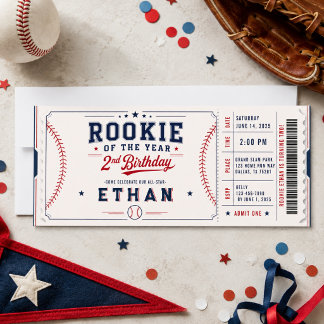 Rookie of the Year Baseball-Ticket 2. Geburtstag Einladung