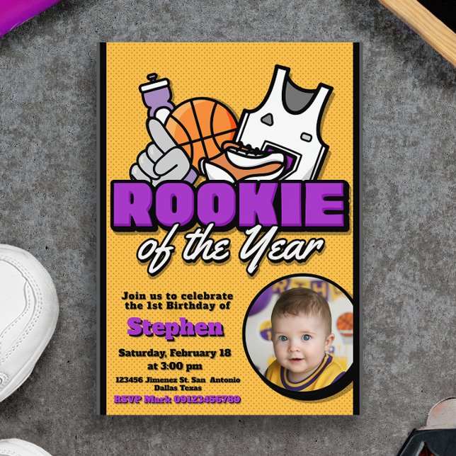 Rookie of the Year - Basketball with Photo Einladung (Rookie of the Year - Basketball with Photo Invitation)