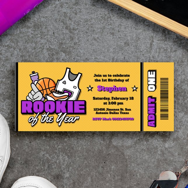 Rookie of the Year - Boy First Birthday Ticket Einladung (Rookie of the Year - Boy First Birthday Ticket Invitation)