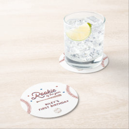 Rookie of the Year First Birthday Party Runder Pappuntersetzer