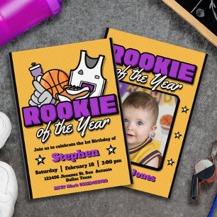 Rookie of the Year - Jungen Erster Geburtstag Bask Einladung