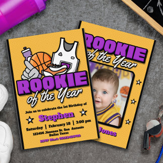 Rookie of the Year - Jungen Erster Geburtstag Bask Einladung