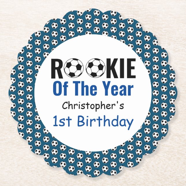 Rookie Soccer 1. Geburtstag Untersetzer (Vorderseite)