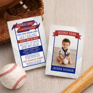 Rookie Year 1st Birthday Milestones Baseball Card Begleitkarte