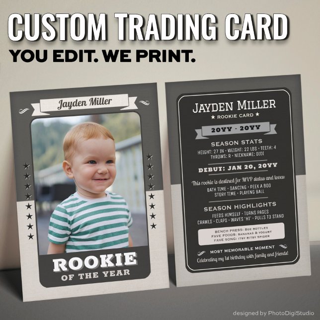 Rookie Year Basketball 1. Geburtstagskarte Telefonnummerkarte (Custom Rookie Trading Card, First Birthday Retro Rookie Card)
