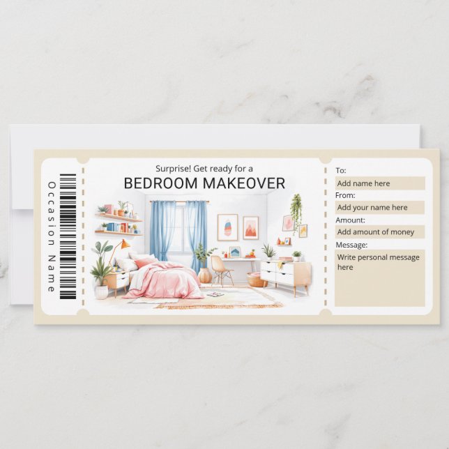 Room Makeover Gift Certificate Einladung (Vorderseite)