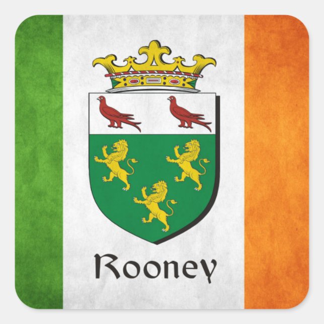 Rooney Irish Flag Quadratischer Aufkleber (Vorderseite)