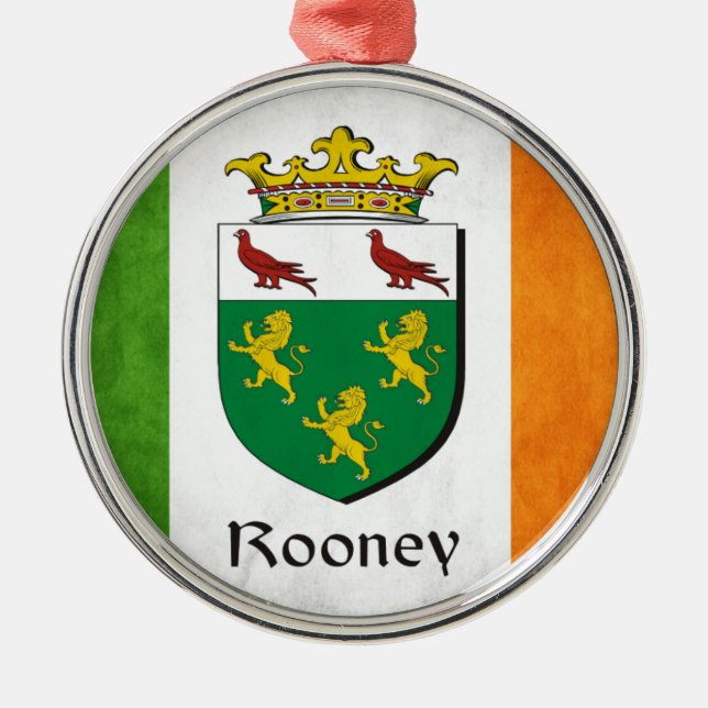 Rooney Irish Flag Silbernes Ornament (Vorne)