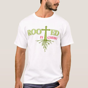 Rooot in Christ Statement Shirt - grün und rosa