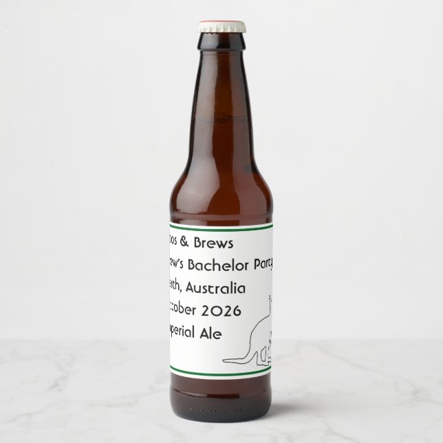 Roos & Brews Bachelor Party Memory Bierflaschenetikett (Vorderseite)
