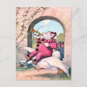 Roosevelt-Bär als Clown auf Mother Goose reitend Postkarte
