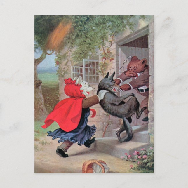 Roosevelt Bears spielen Kleine Red Riding Hood Postkarte (Vorderseite)